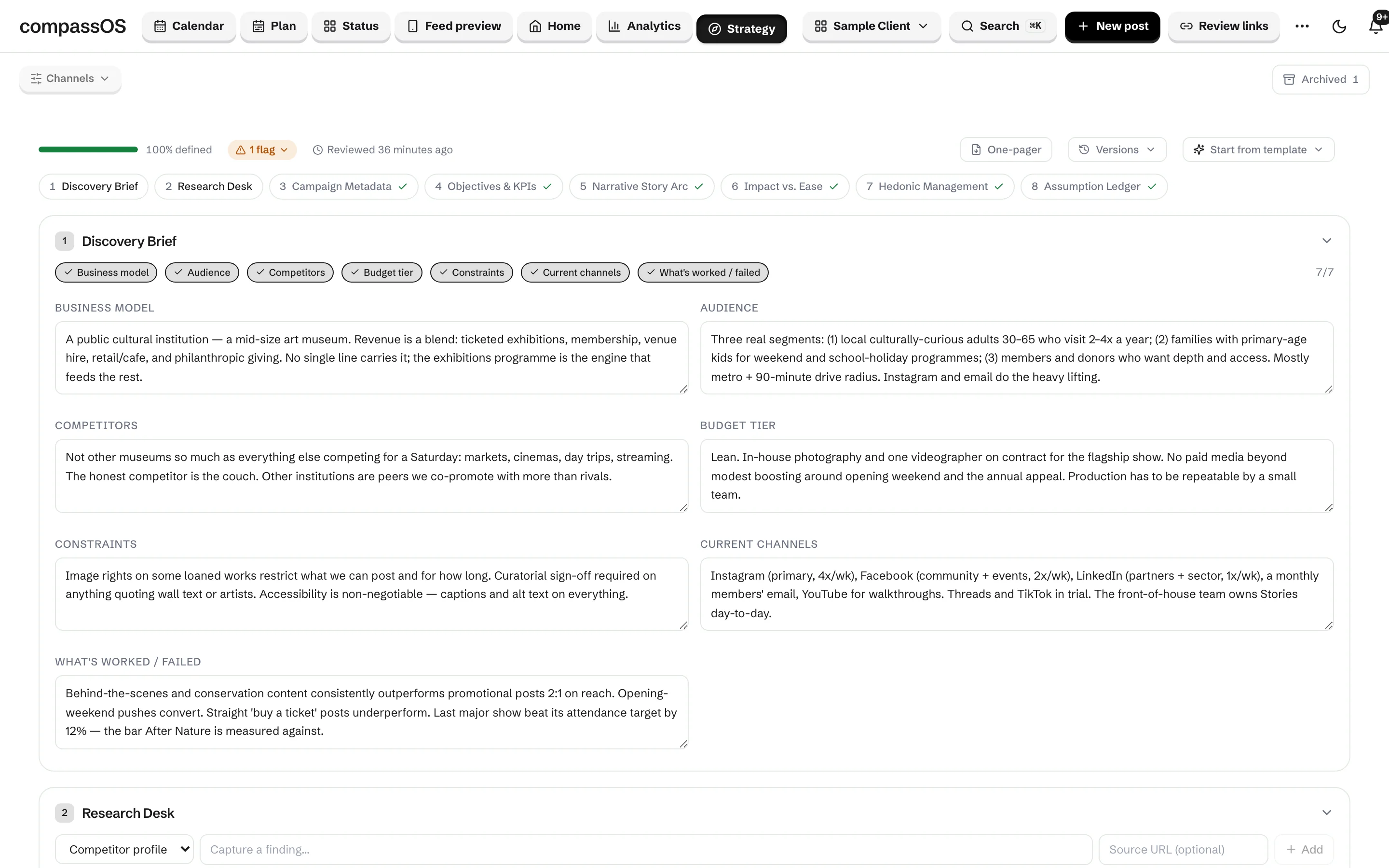 Compass strategy view